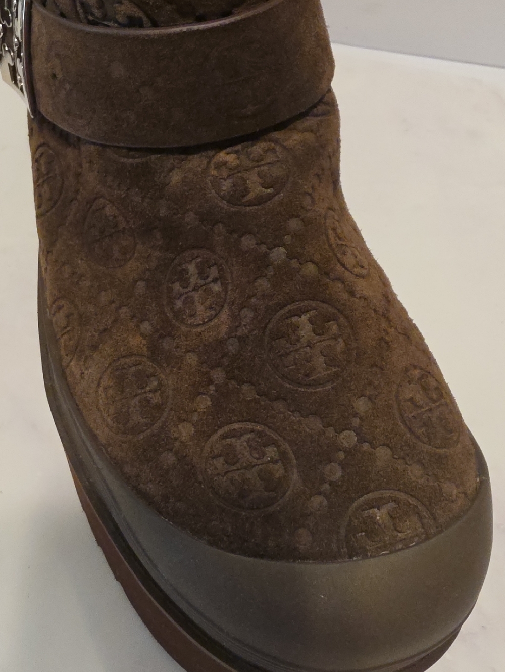 Tory Burch Brown Logo Quilted Shearling-Lined Ankle Boots  Brand New  No Tag - Picture 10 of 10